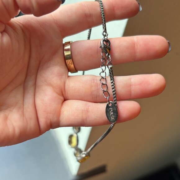 PULSE (Irish brand) Amber and Clear Gemstones Silver Tone Statement Necklace - Picture 4 of 8